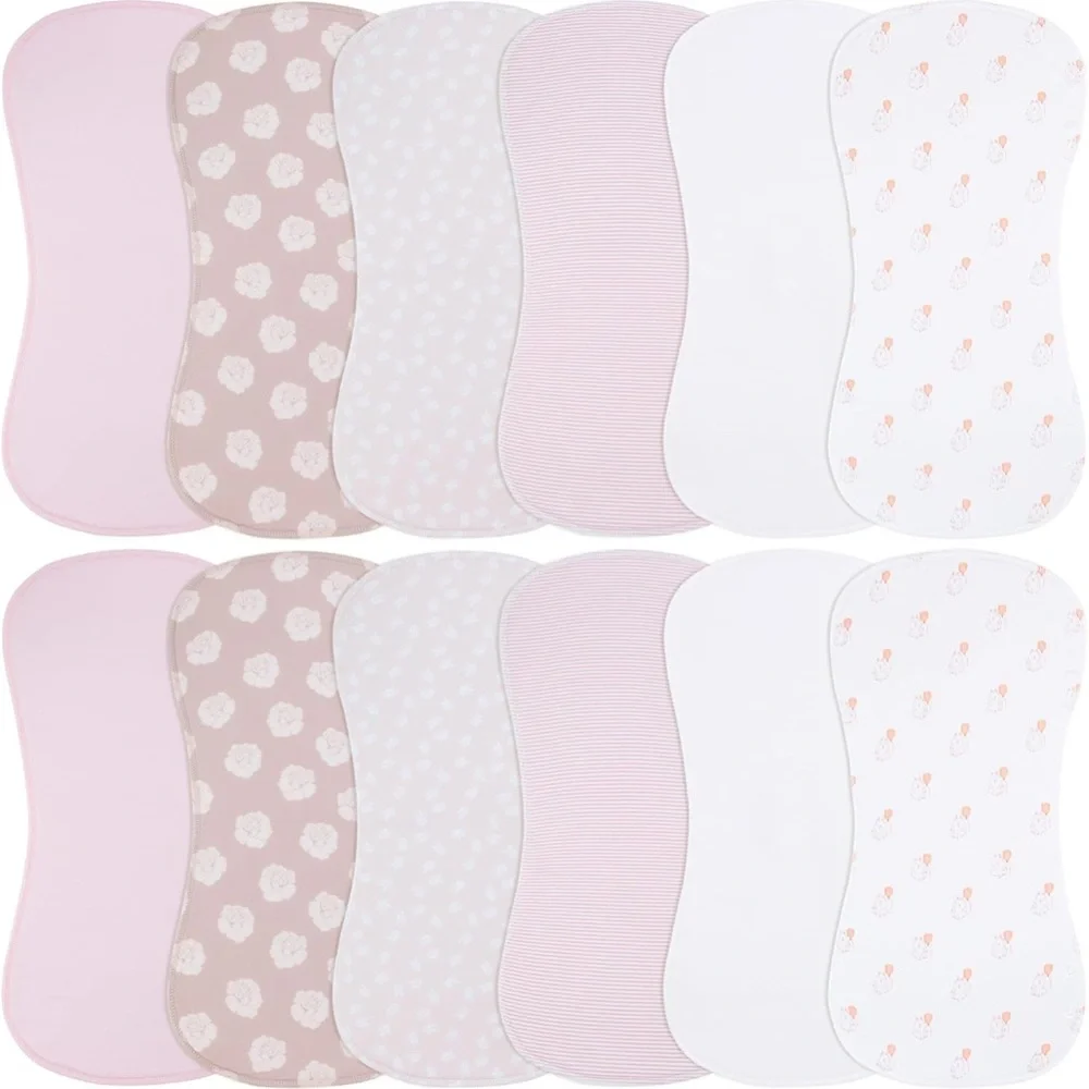 12 Pack Baby Burp Cloths 3 Layers Thicken Cotton Absorbent Soft Spit Up Bibs